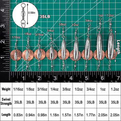 Dr.Fish inline trolling sinker 1/8 oz with double swivel