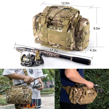 Water-resistant 900D tackle bag with multiple carry options