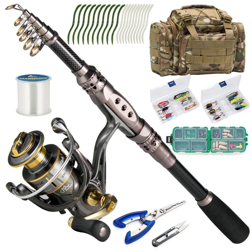 Dr.Fish 125-piece telescopic rod and reel set shown assembled