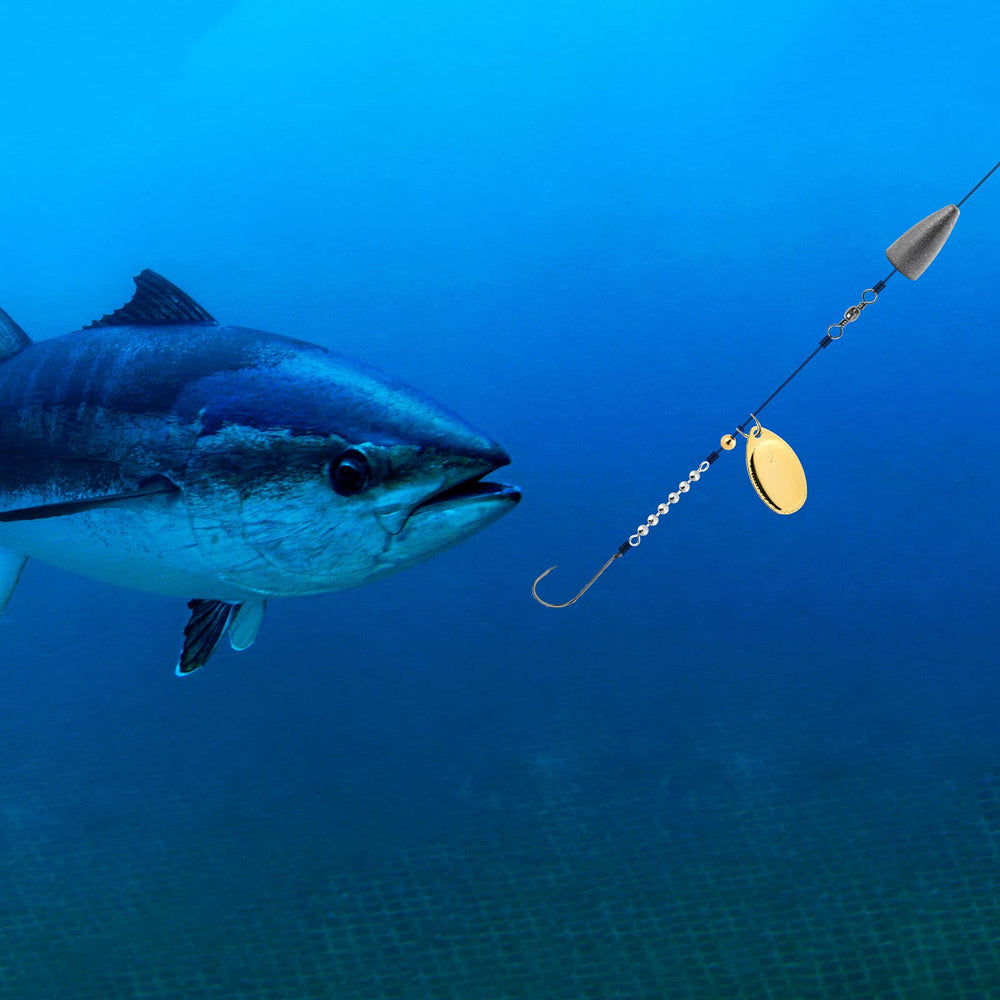 Angler using bead chain swivels for salmon and walleye fishing