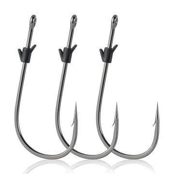 Dr.Fish 20 Pack Heavy Cover Hooks – dual-barb bait keeper close-up