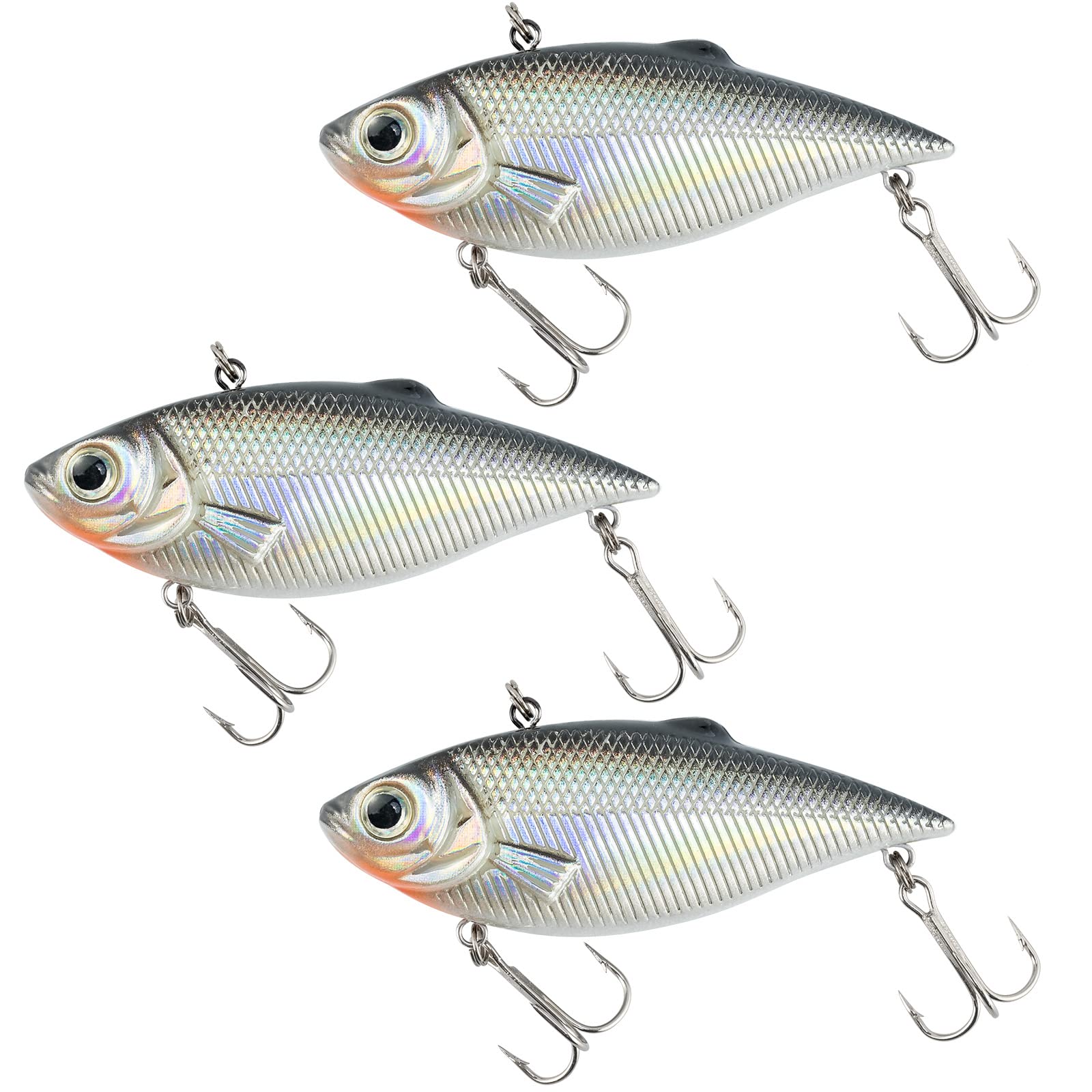 Dr.Fish lipless crankbait with chrome laser paint and 3D eyes - close-up