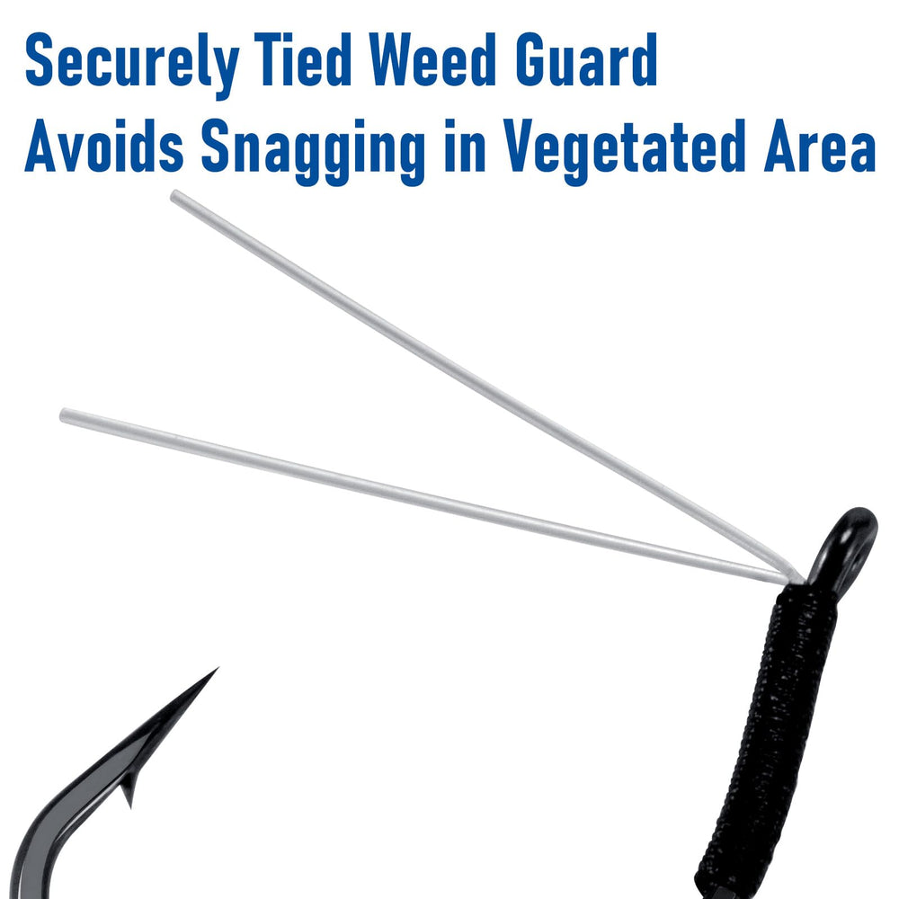 Fiber weed guard on drop shot hooks for heavy cover fishing
