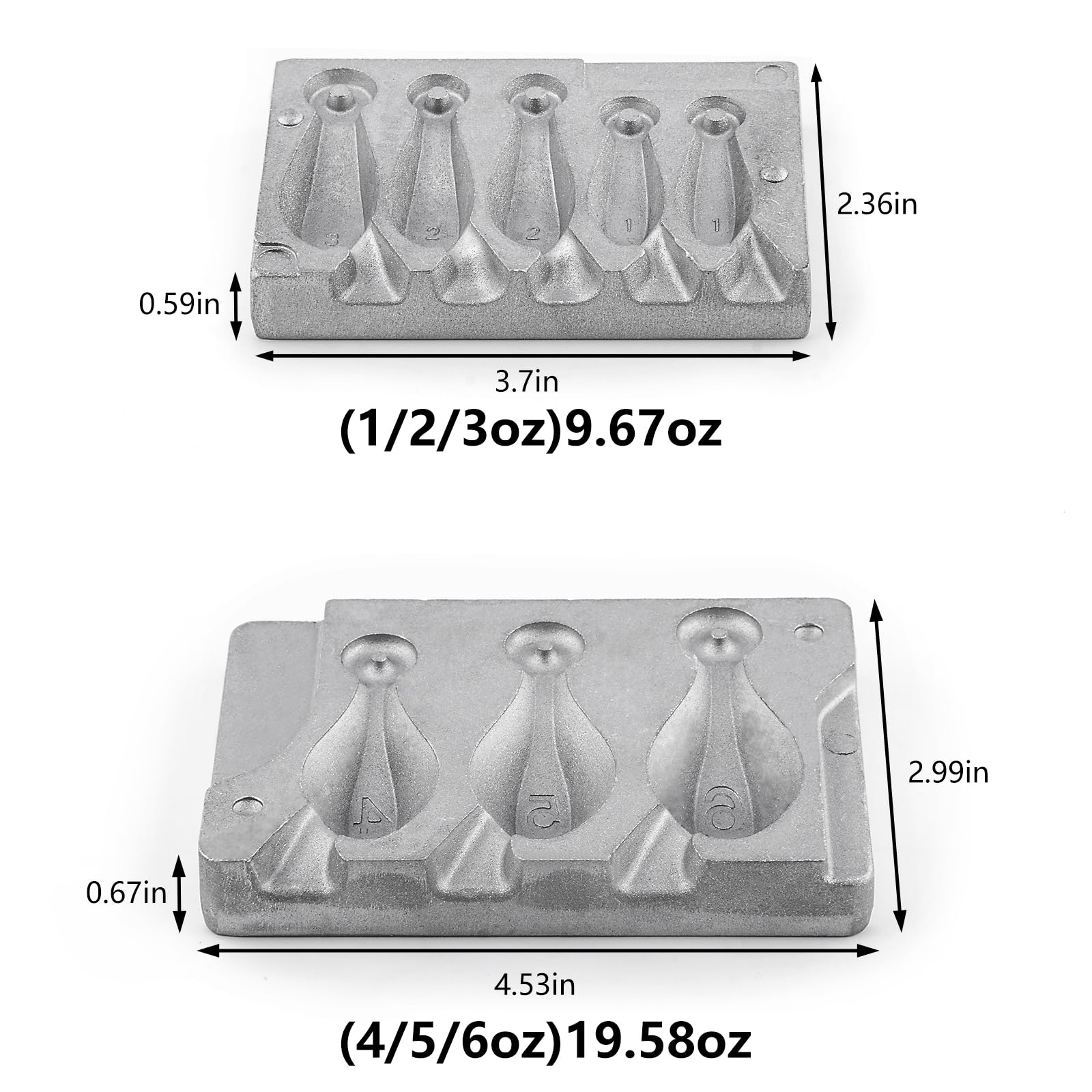 Dr.Fish Bank Sinker Mold 3-cavity for 4/5/6 oz