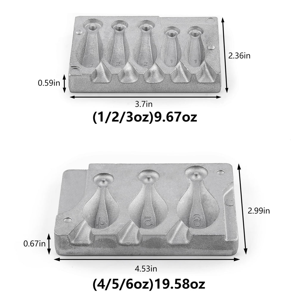 Dr.Fish Bank Sinker Mold 3-cavity for 4/5/6 oz