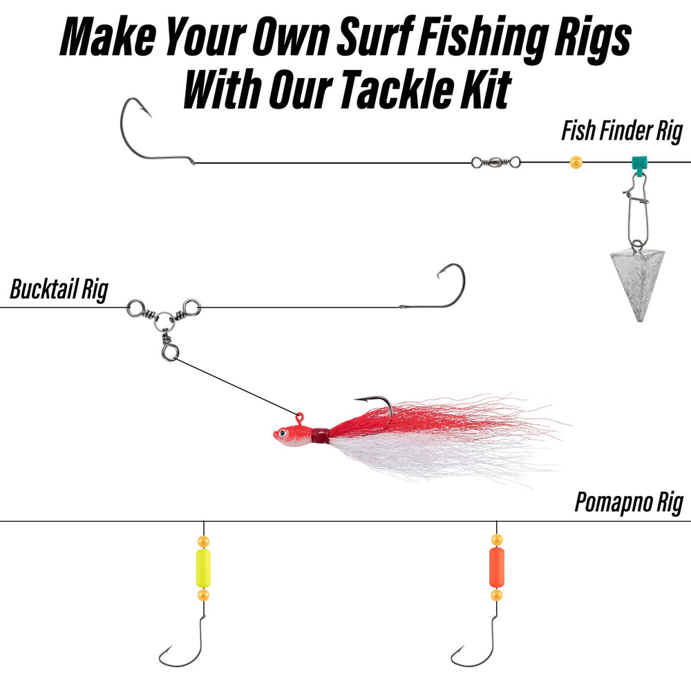Bucktail jigs for surf fishing in Dr.Fish kit
