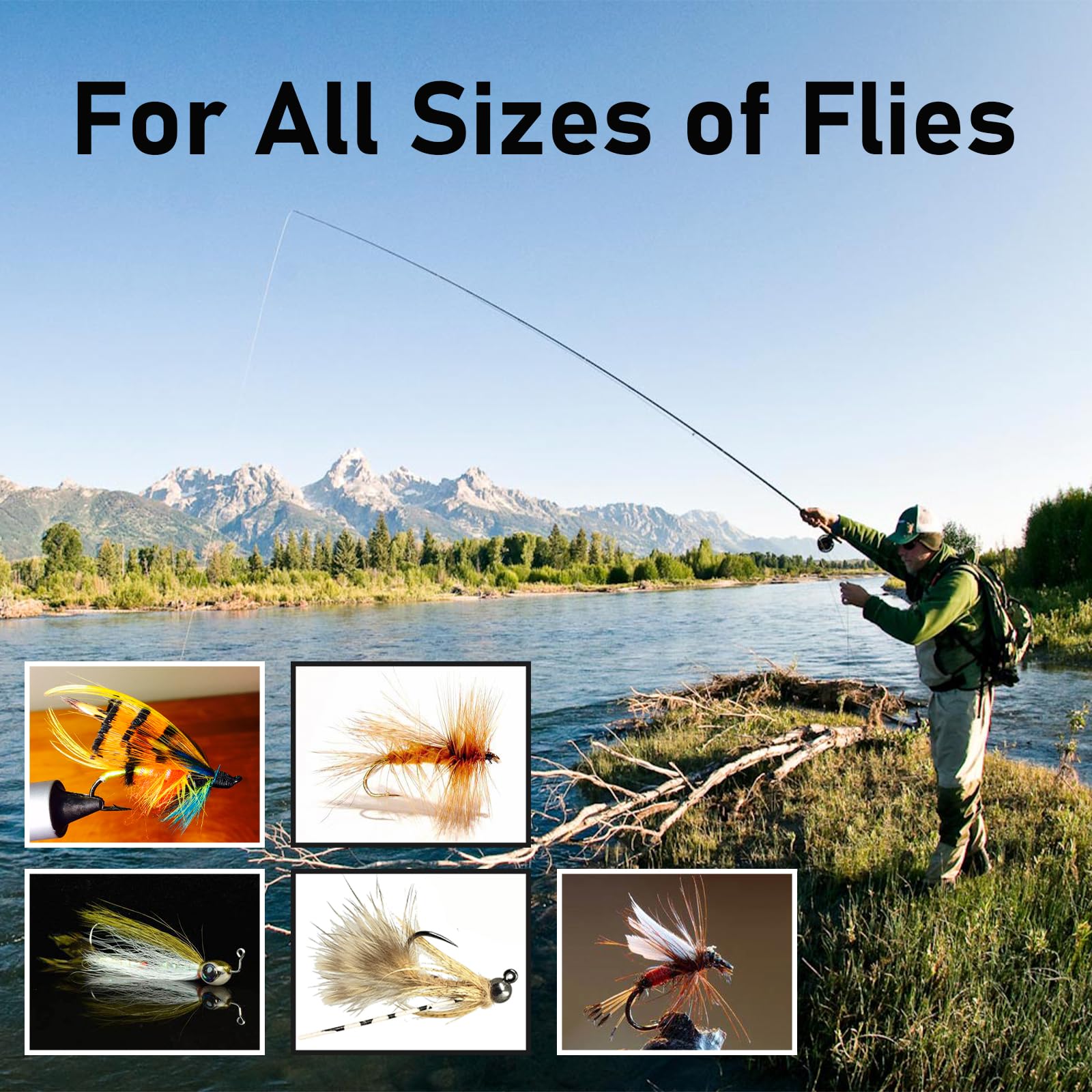 4-in-1 fly tying kit layout showcasing all tools