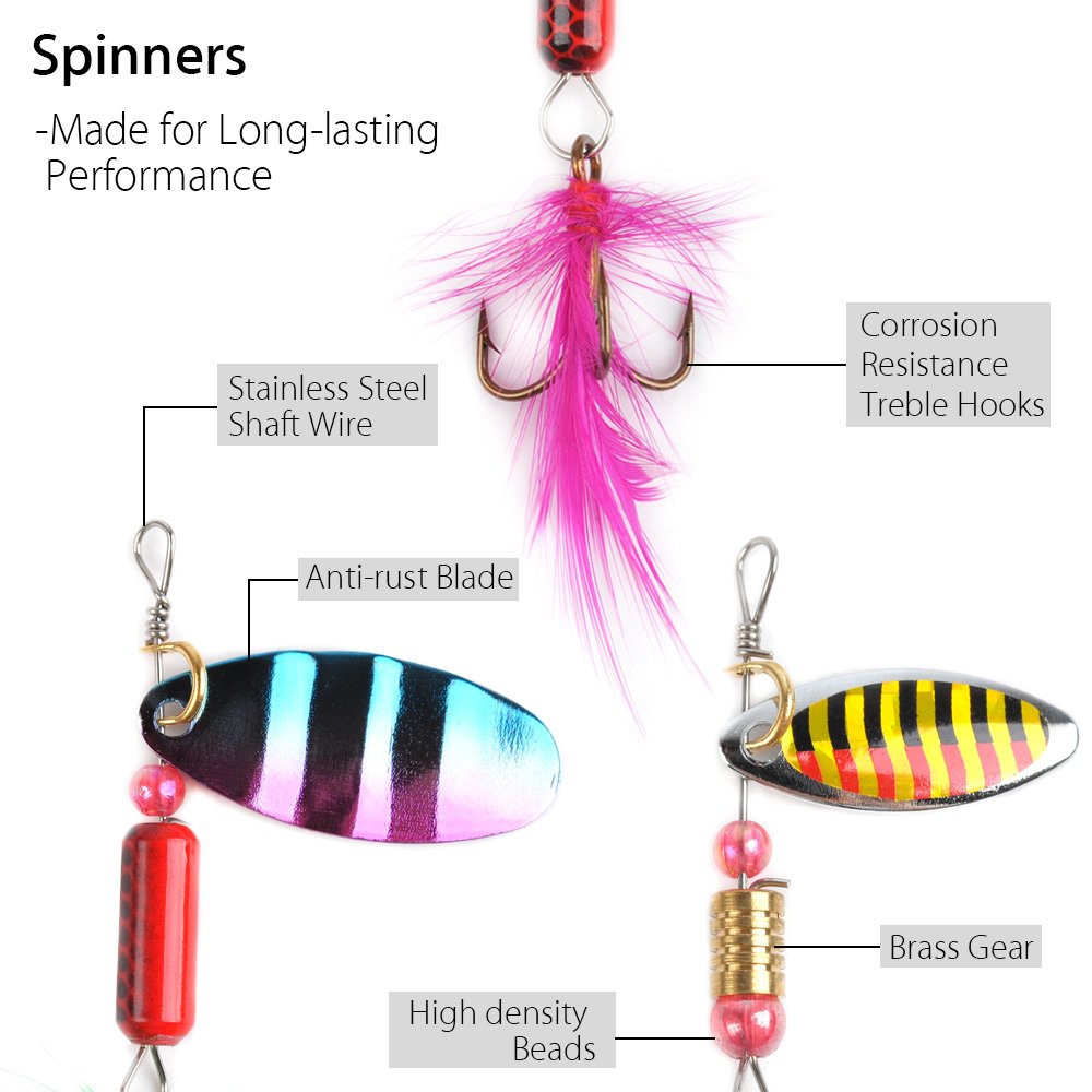 Assorted lures including crankbaits, swimbaits, spoons and soft plastics