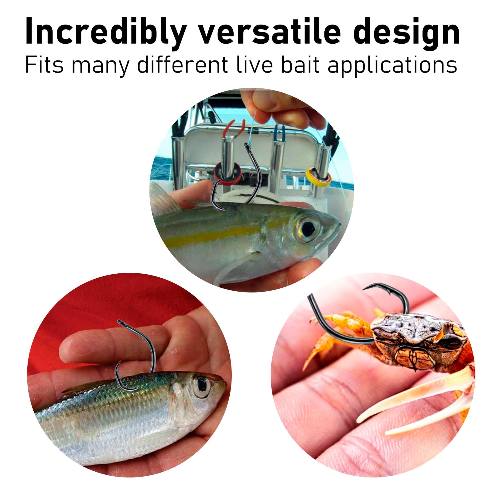 Dr.Fish hooks available in multiple sizes to match target species.