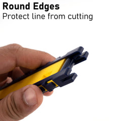 Rounded-edge snell holder protecting fishing lines