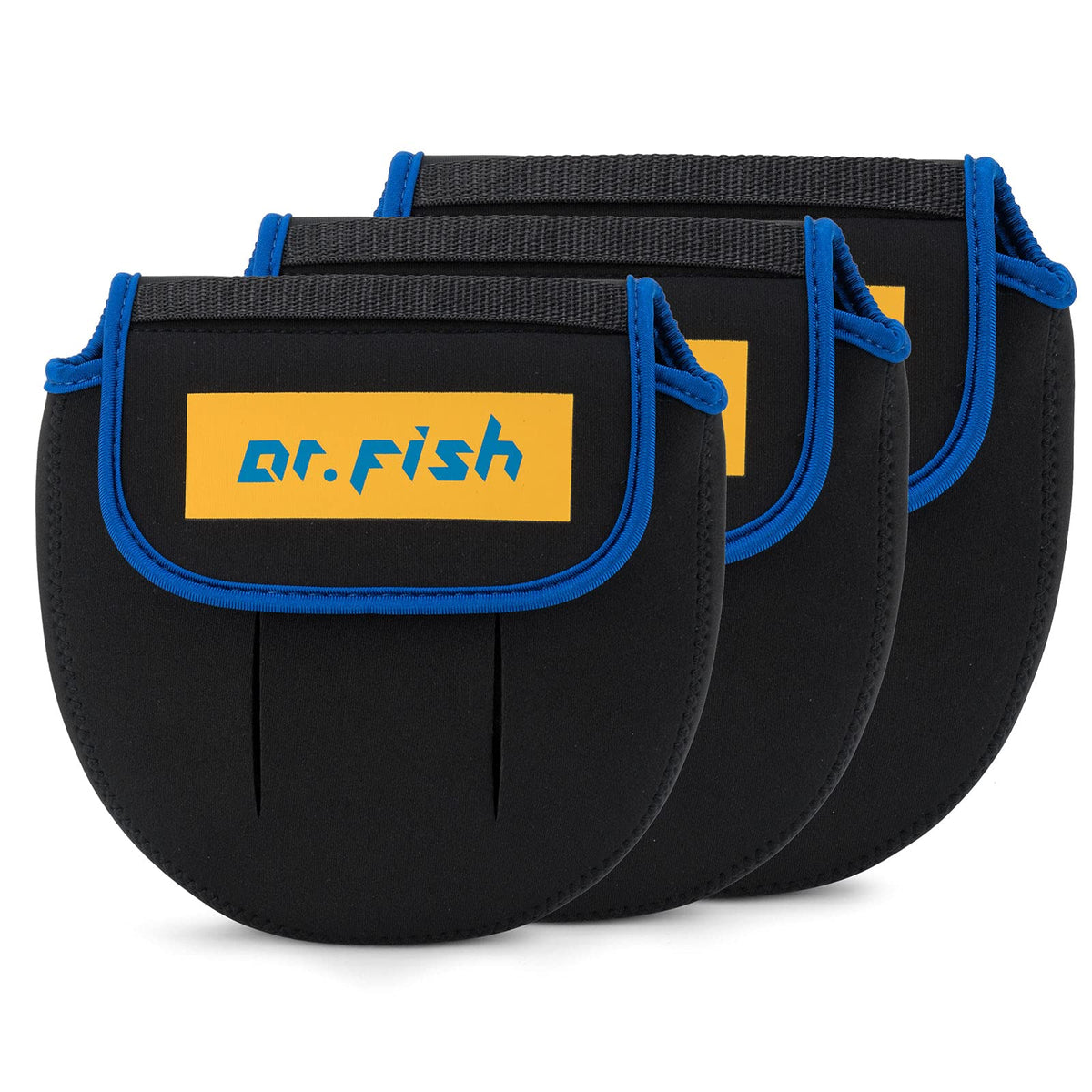 Close-up of Dr.Fish spinning reel cover showing neoprene material