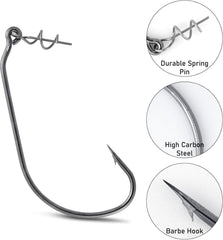 Black high-carbon steel swimbait hook with center pin