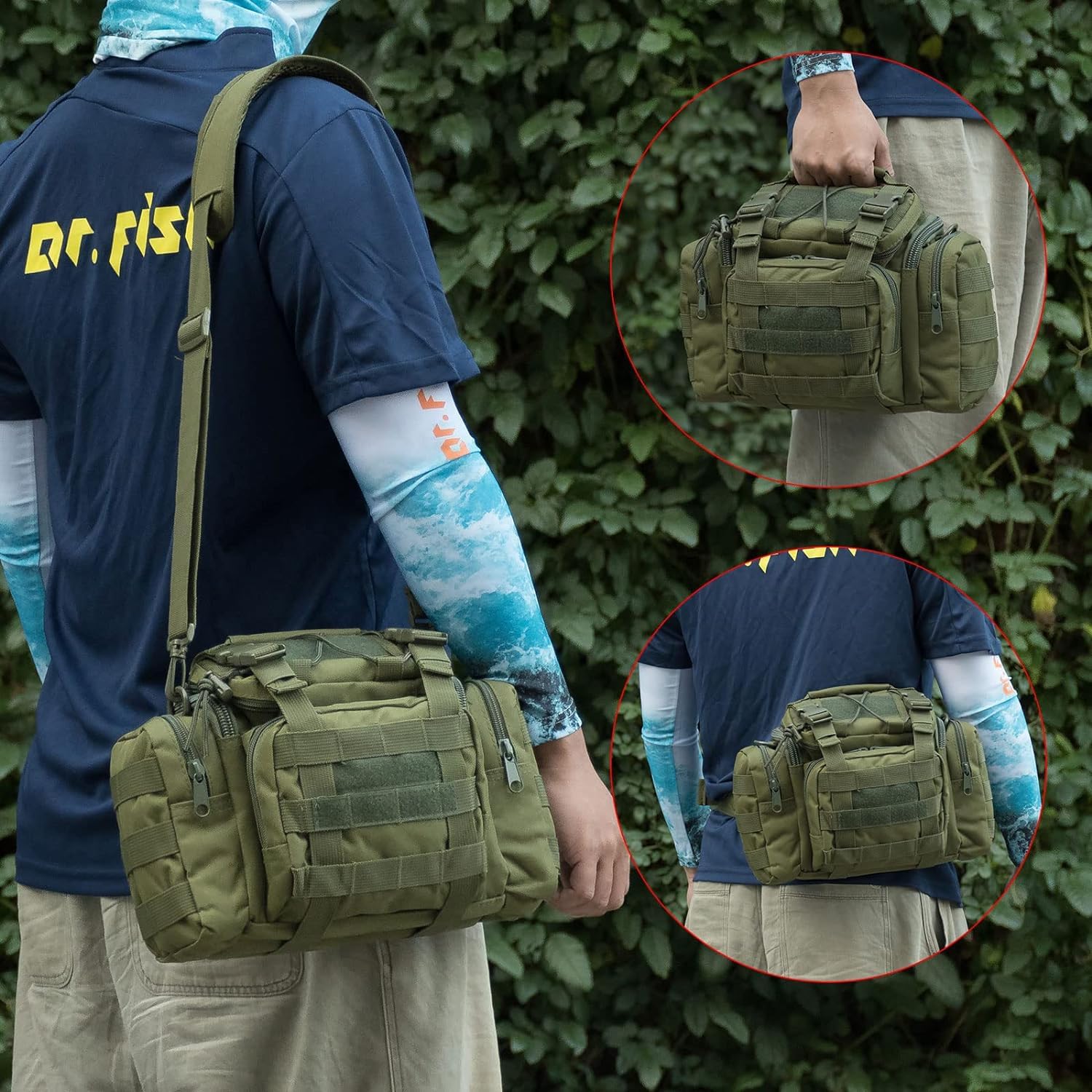 Exterior shot of the bag with five lure boxes loaded