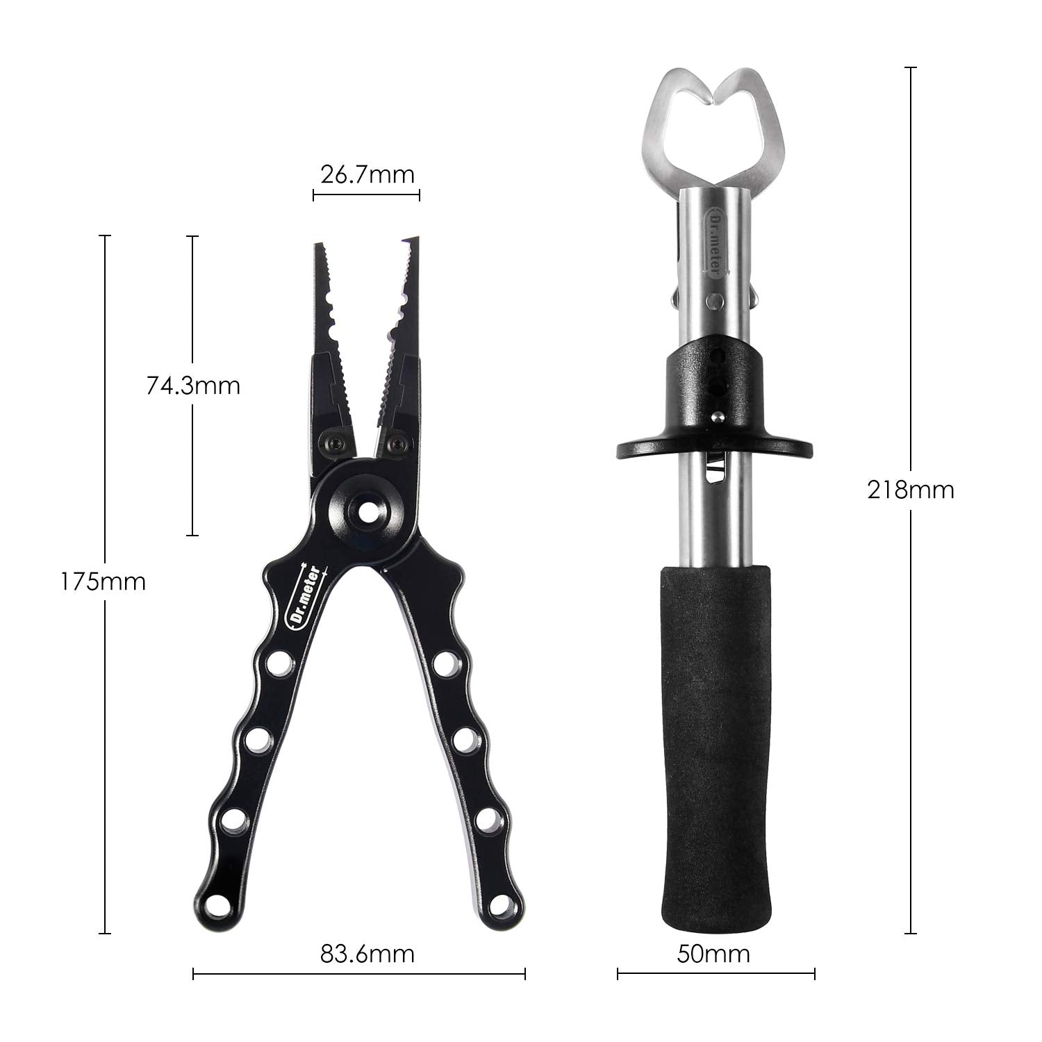 Close up tungsten carbide cutters on Dr.meter fishing pliers