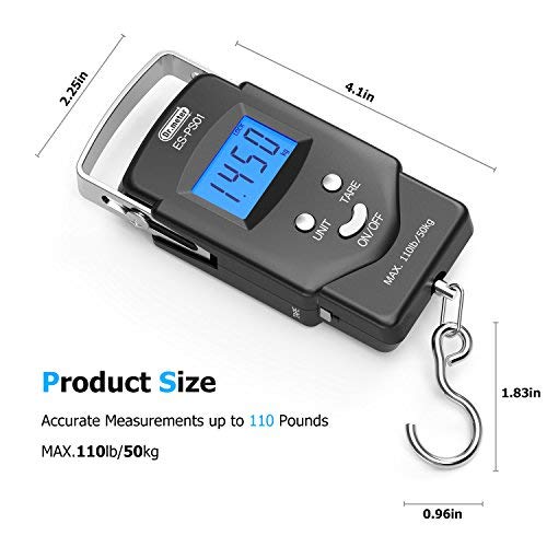 Durable stainless steel hook ready to weigh luggage or fish