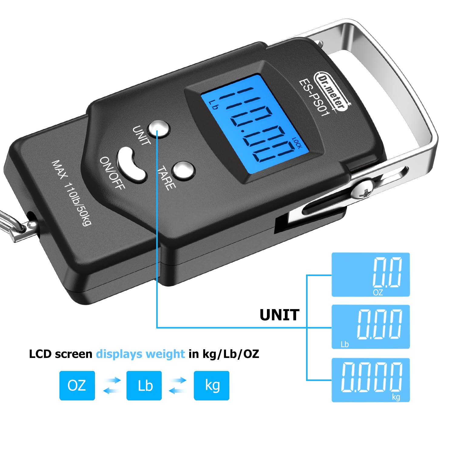 Dr.meter scale battery compartment with two AAA batteries