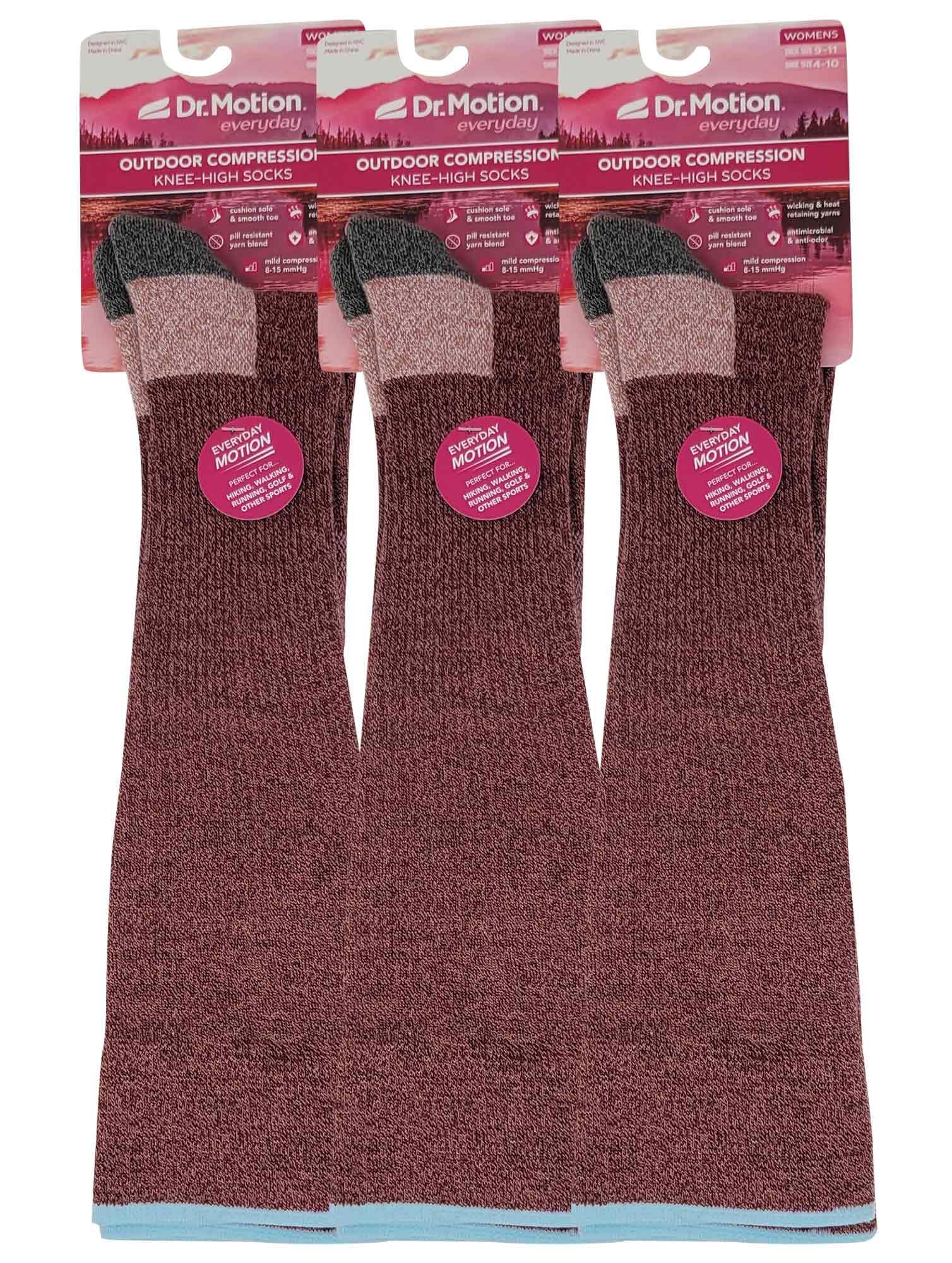 Dr. Motion compression socks back view shows durable fabric for outdoor activities