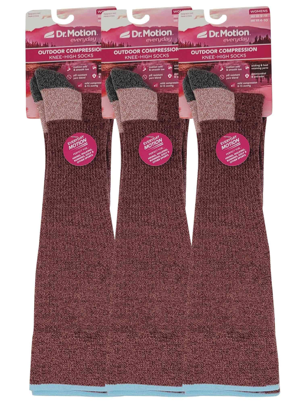 Dr. Motion compression socks back view shows durable fabric for outdoor activities