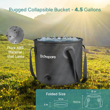 DR.PREPARE camping shower setup, ready-to-use kit for hiking, climbing, and travel.