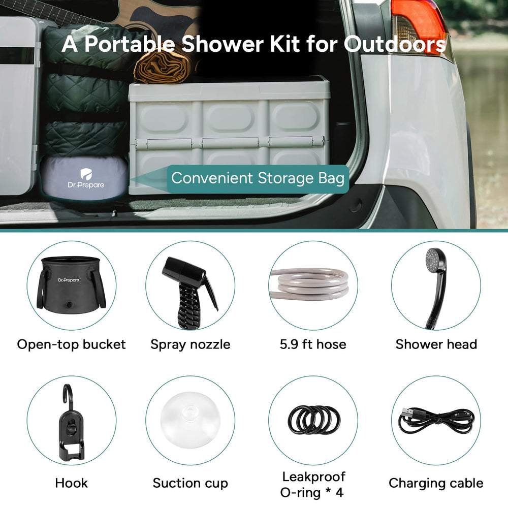 DR.PREPARE foldable bucket in use, lightweight capacity for water storage and cleaning tasks.