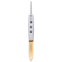 Dr. Slick 4-inch Bishop Tweezer Straight in gold finish for precise hook handling.