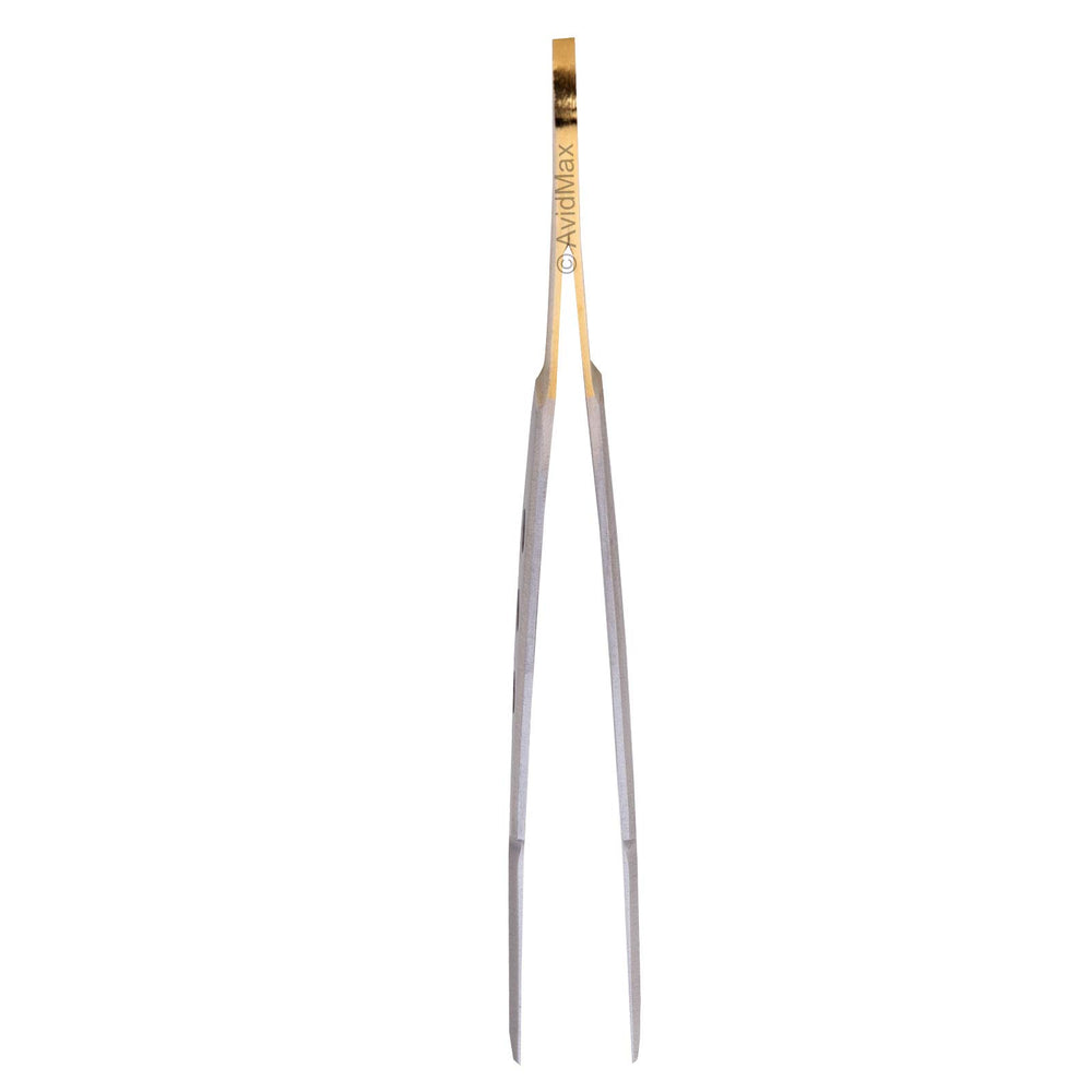 Dr. Slick 4-inch Bishop Tweezer Straight aids positioning hackles and beads during tying.