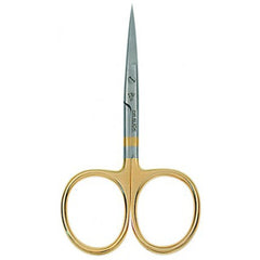 Close-up of serrated blade and gold loops on Dr. Slick All Purpose Scissor