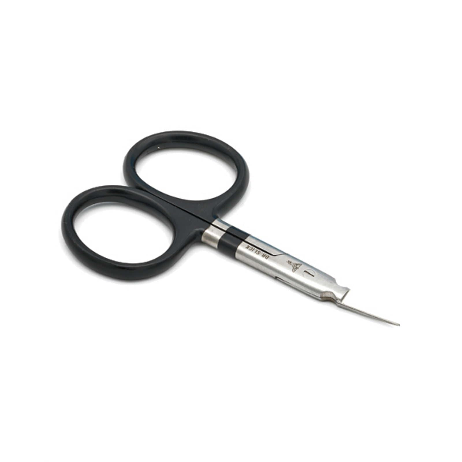 Dr. Slick scissor on a tying bench ready for synthetic and natural materials