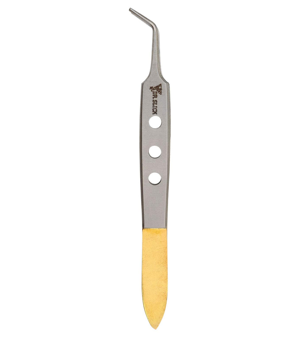 Dr. Slick Bishop Tweezer 4-Inch with gold finish for secure material handling.