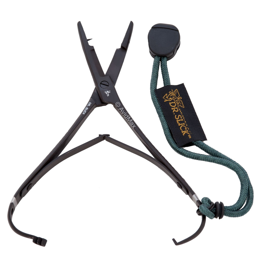 Dr. Slick mitten scissor clamps in black-oxidized finish resist corrosion in saltwater environments