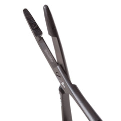 Dr. Slick mitten scissor clamps closeup of serrated jaw for quick tip cutting