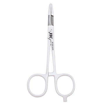 Dr. Slick scissor clamp 5-inch straight jaw in white for precise clipping and secure grip.