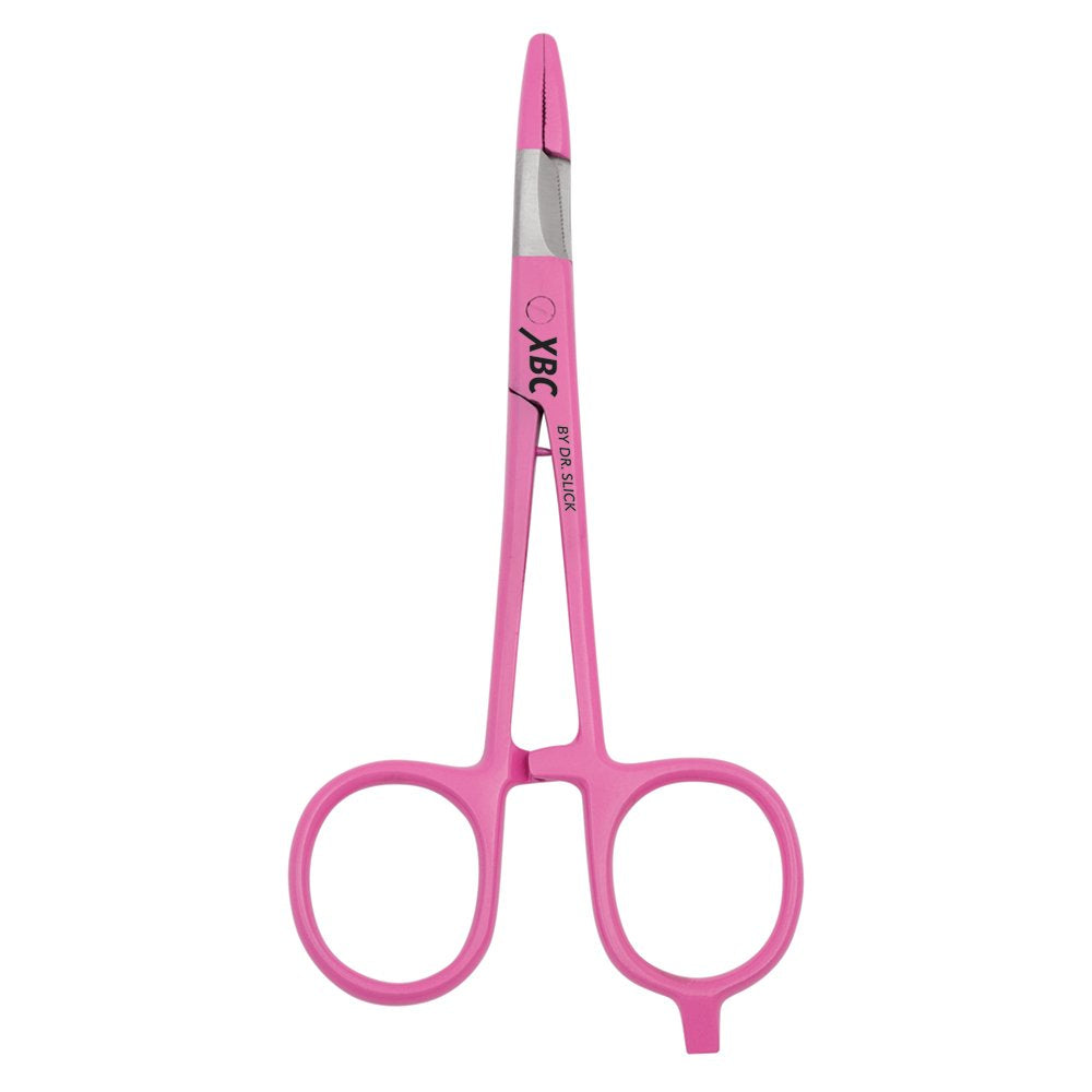 Dr. Slick scissor clamp pink 5-inch straight jaw aids streamside repairs and tackle prep.