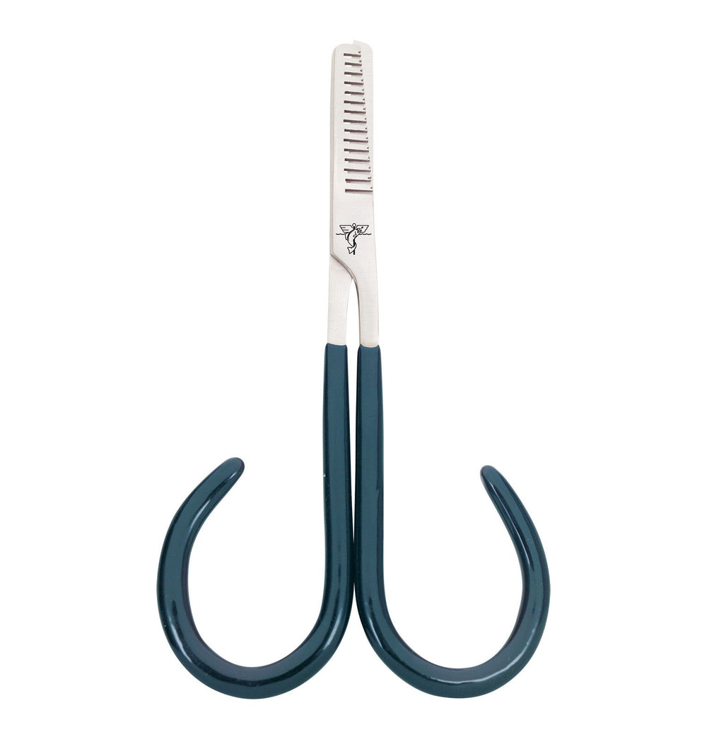 Dr. Slick thinning scissor 4-inch with green PVC handles offering a comfortable grip