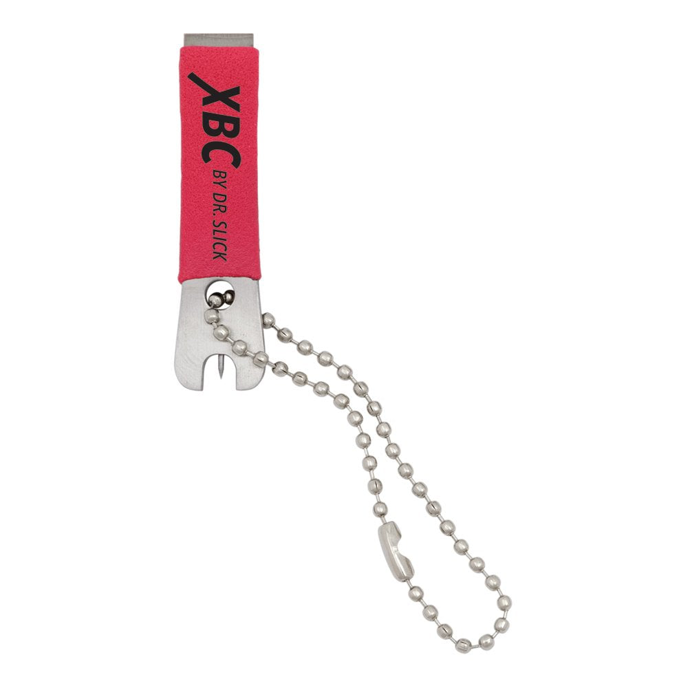 Dr. Slick XBC Comfort Foam Grip Nippers in pink for precise tippet cuts and hook eye cleaning.