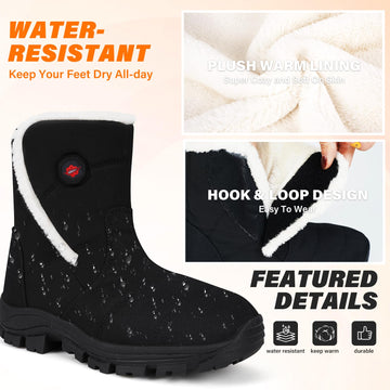 Dr.Warm heated boots for women faux fur lining close-up conveys soft warmth.