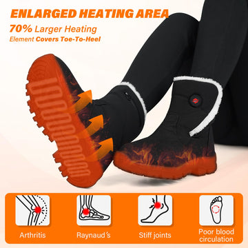 Dr.Warm heated boots for women side view highlights cozy fit and all-day warmth.