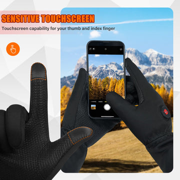 Dr.Warm heated gloves touchscreen use, fingertips conductors enabling phone use on the go.
