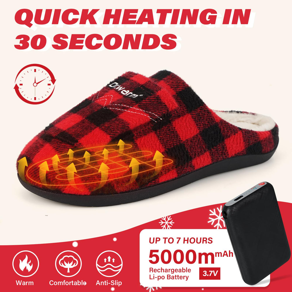 Dr.Warm heated slippers inner fur highlights soft faux fur for all-day comfort.