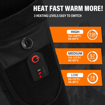 Dr.Warm heated socks featuring two 3000mAh batteries for long-lasting warmth on outdoor adventures