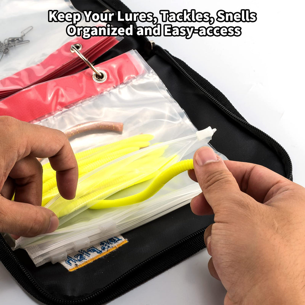 Inside view of binder showing organization compartments