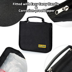 Binder pockets filled with soft baits and rigs