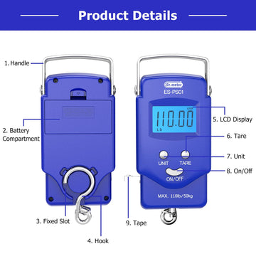 Stainless steel hook on Dr.meter PS01 fishing scale