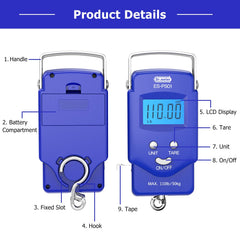 Stainless steel hook on Dr.meter PS01 fishing scale
