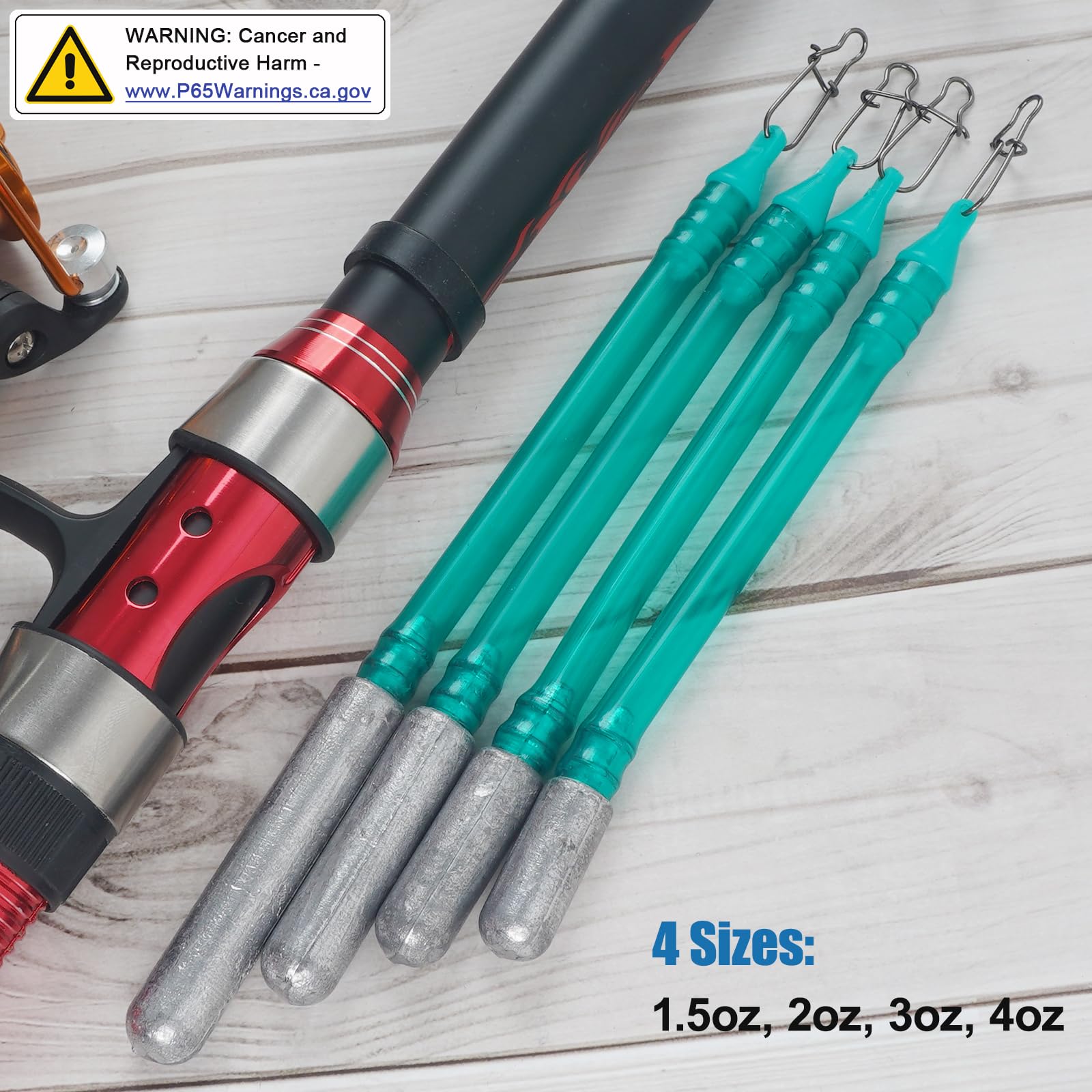 Durable green plastic tube and lead sinker weight