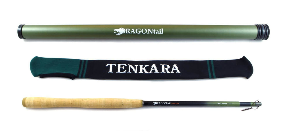 DRAGONtail Hellbender Zoom Tenkara Rod fully extended for casting