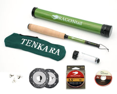 DRAGONtail TinyTALON 245 pocket tenkara rod extended for tight canopy creeks.