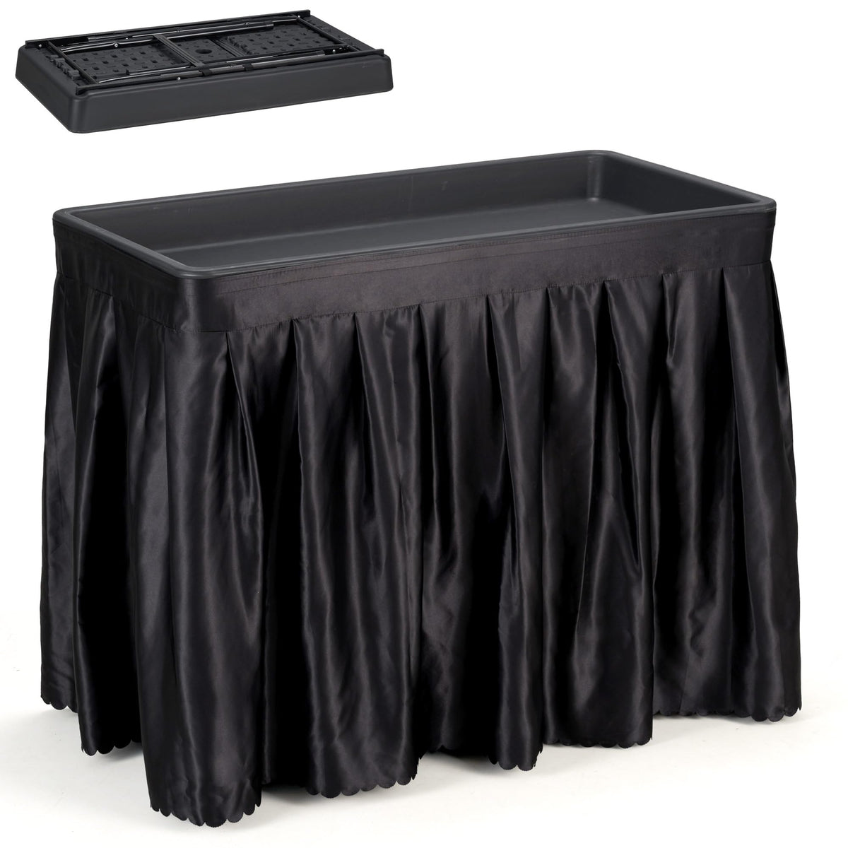 Dragosum outdoor cooler table with folding legs for quick, stable setup at outdoor events.