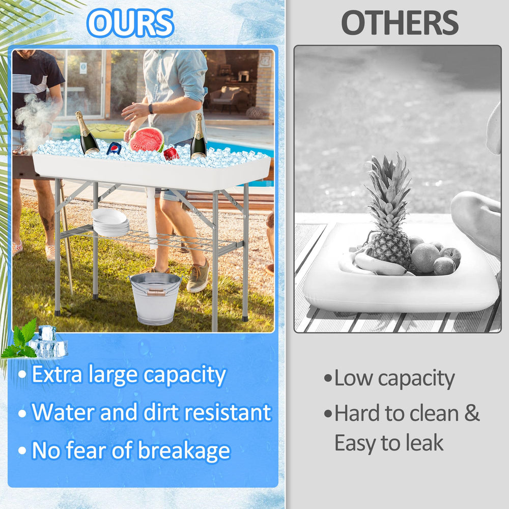 Dragosum Outdoor Cooler Table HDPE surface resists dirt and cleans in one wipe.