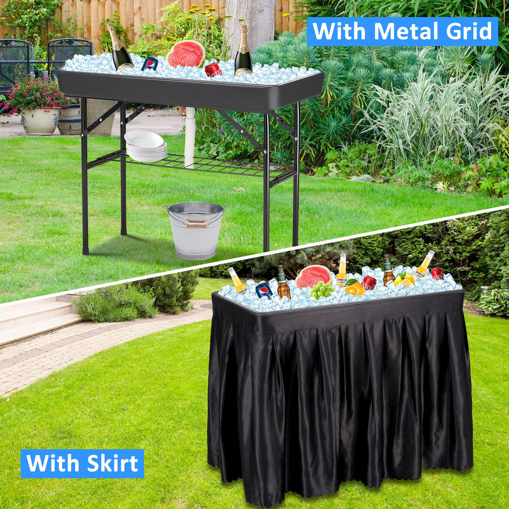 Dragosum durable table with stainless legs withstands outdoor use for camping and picnics.